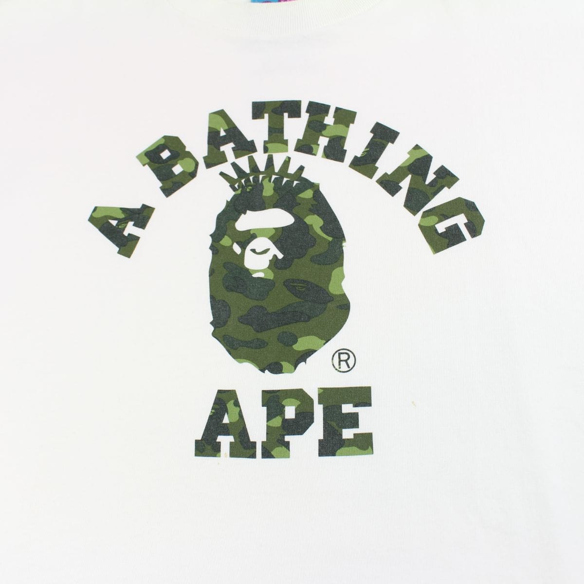 Bape NYC Green Camo College Logo Tee White - SaruGeneral