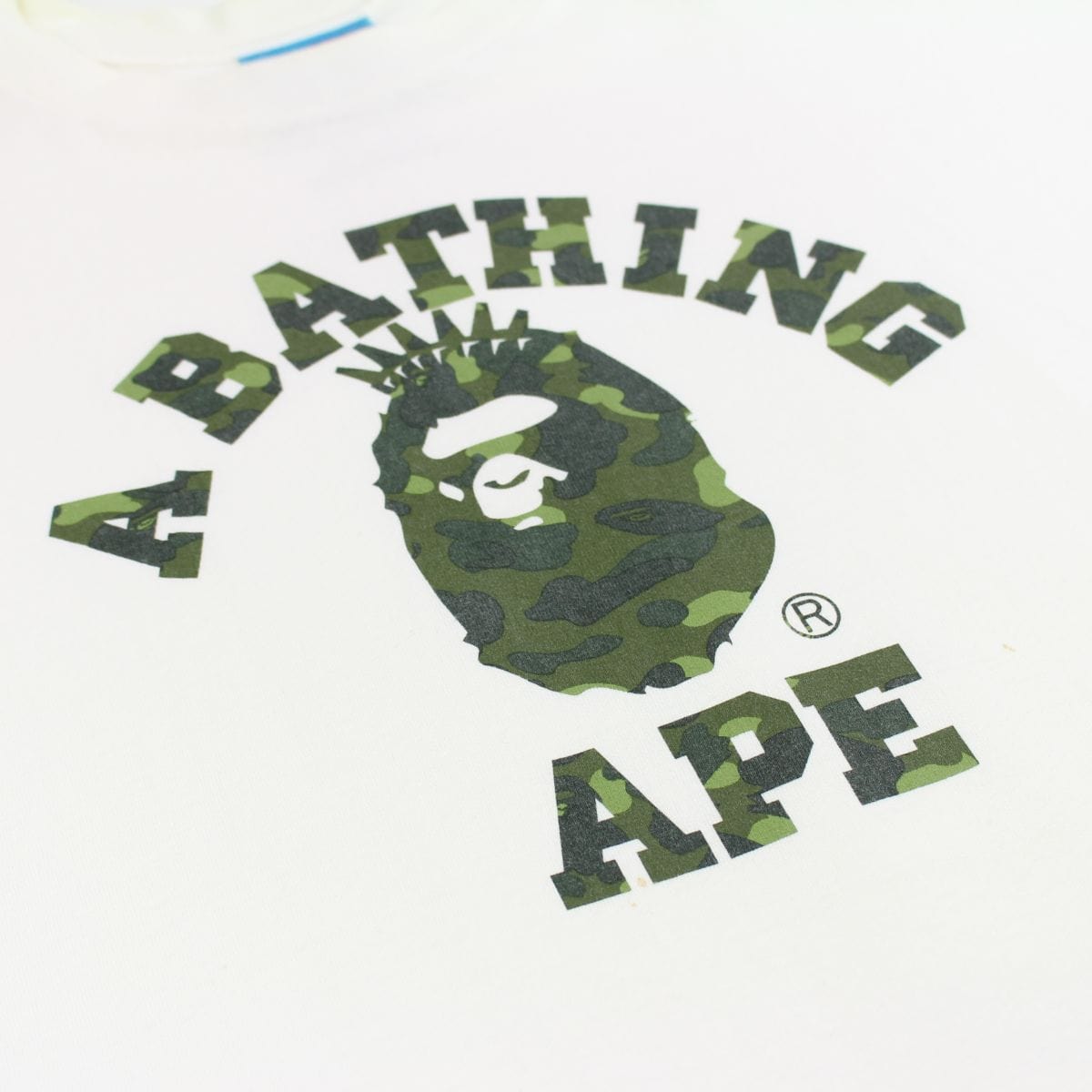 Bape NYC Green Camo College Logo Tee White - SaruGeneral