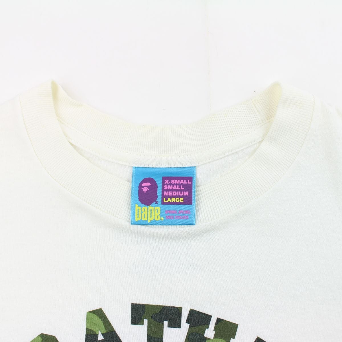 Bape NYC Green Camo College Logo Tee White - SaruGeneral