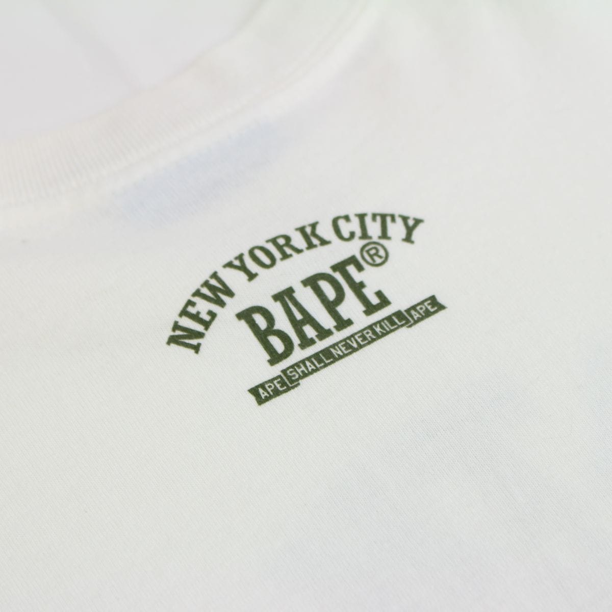 Bape NYC Green Camo College Logo Tee White - SaruGeneral