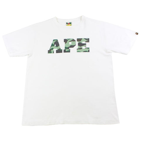 Bape ape Camo Text Tee White