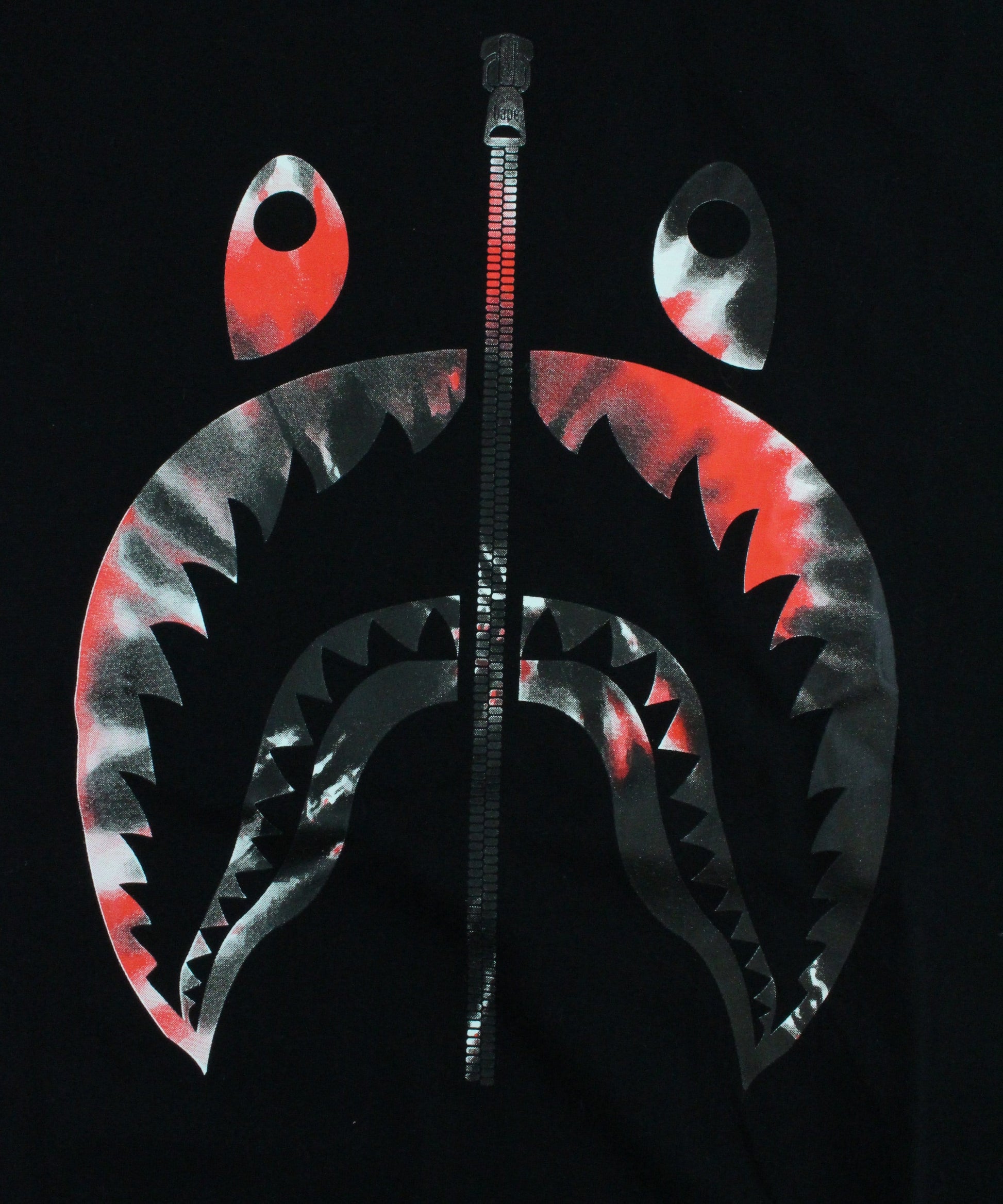 Bape Tie Dye Shark Face Tee Black - SaruGeneral