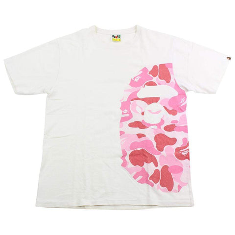 Bape ABC Pink Camo Side Big Ape Logo Tee White