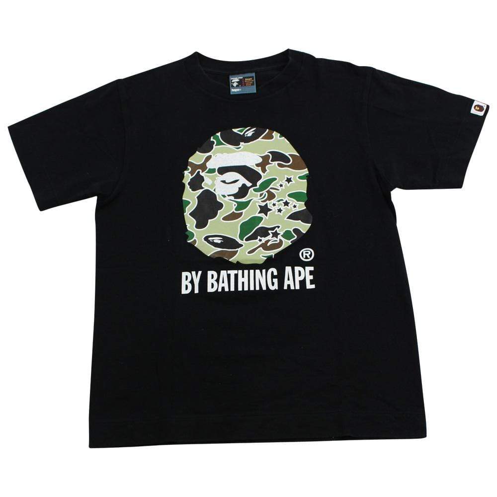 Bape Green Psyche Camo Big Ape Logo Tee Black - SaruGeneral