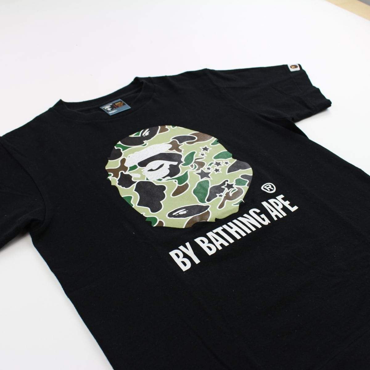 Bape Green Psyche Camo Big Ape Logo Tee Black - SaruGeneral