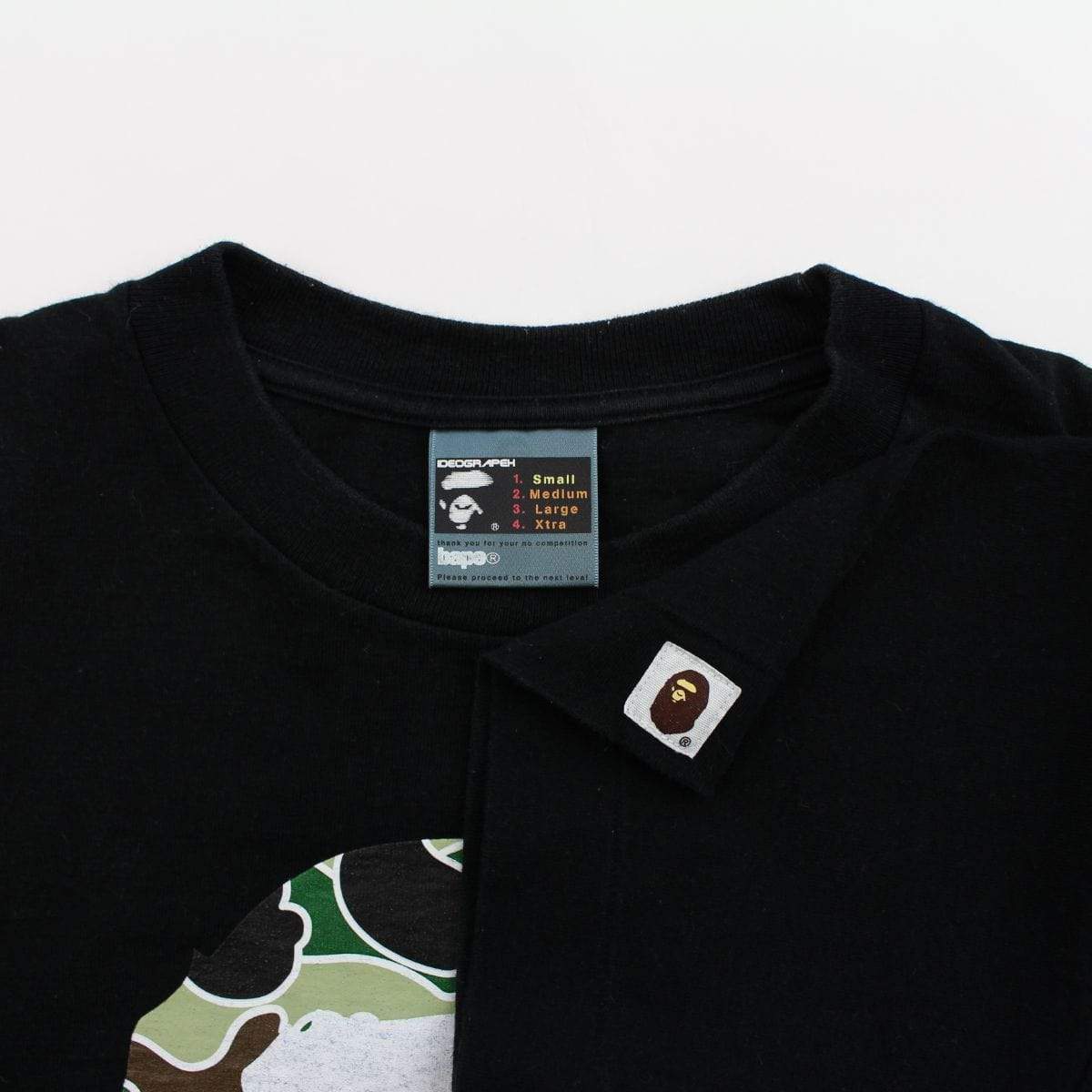 Bape Green Psyche Camo Big Ape Logo Tee Black - SaruGeneral