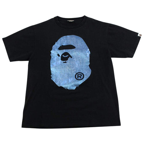 Bape Blue foil Big Ape Logo Tee Black