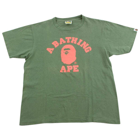 Bape Pink College Logo Tee Olive