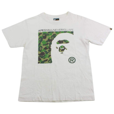 Bape ABC Green Camo Box Ape Logo Tee White