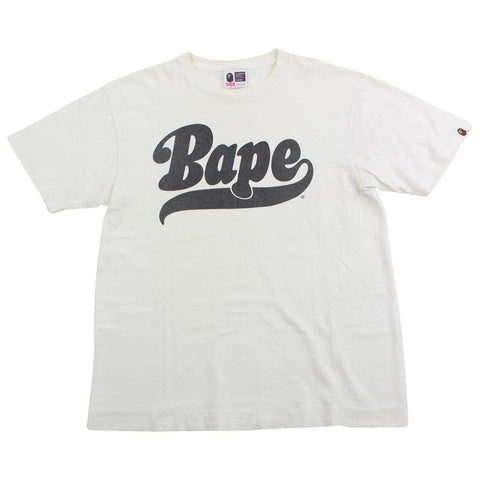 Bape Black Script Text Tee White