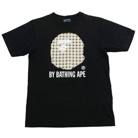 Bape burberry Plaid Big Ape Logo Tee Black