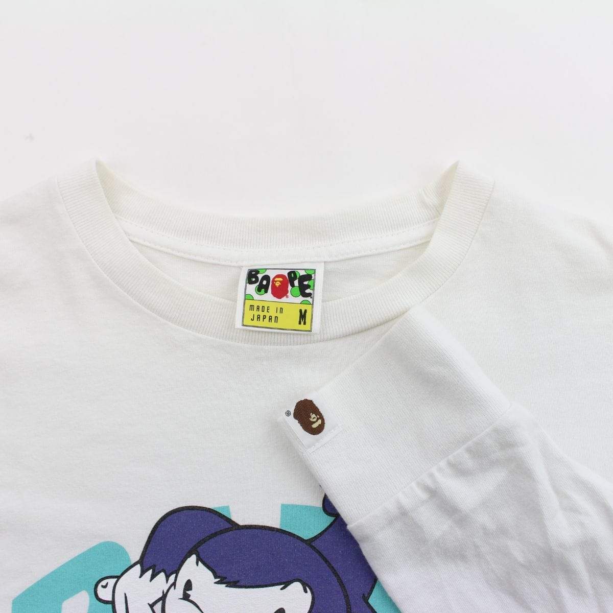 Bape Purple Milo Blue Text Banana ls white - SaruGeneral