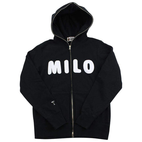 Bape Milo Text Hoodie Fullzip Black