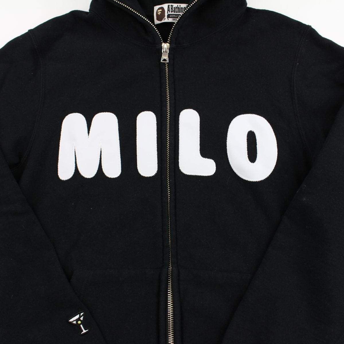 Bape Milo Text Hoodie Fullzip Black - SaruGeneral