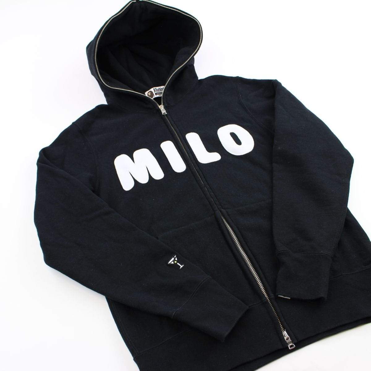 Bape Milo Text Hoodie Fullzip Black - SaruGeneral