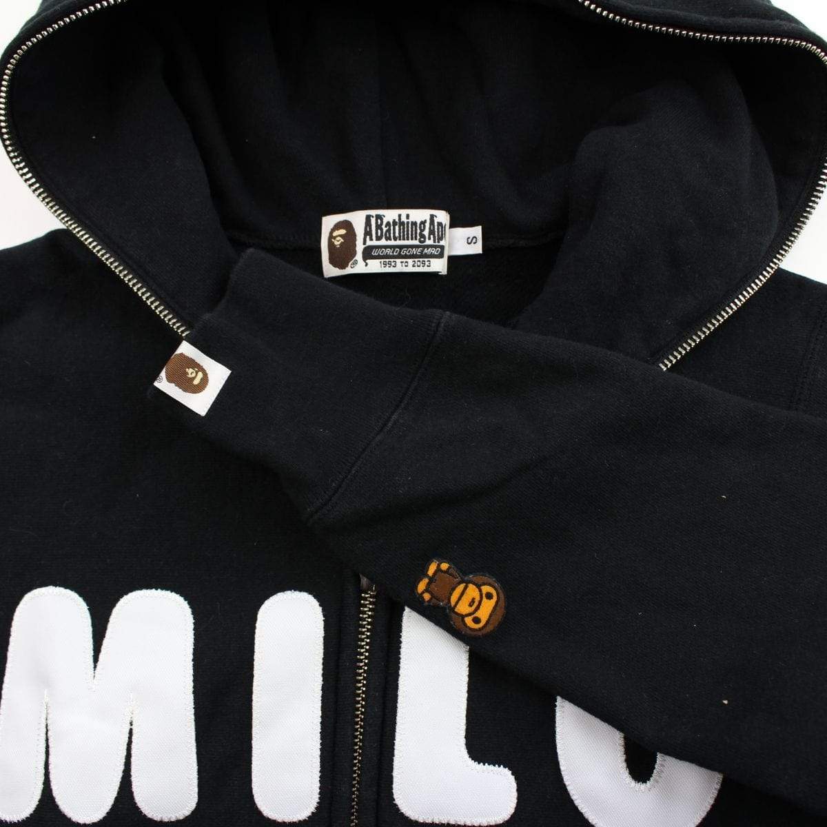 Bape Milo Text Hoodie Fullzip Black - SaruGeneral