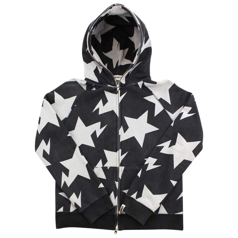 Bapesta Grey Allover Hoodie Black - SaruGeneral