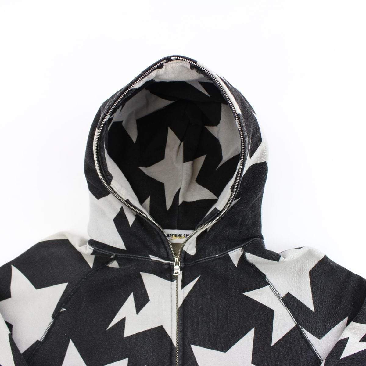 Bapesta Grey Allover Hoodie Black - SaruGeneral