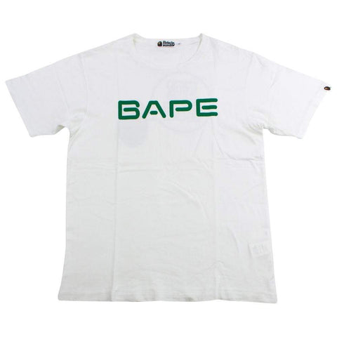 Bape Green Text GoApe Tee White