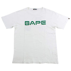 Bape Green Text GoApe Tee White