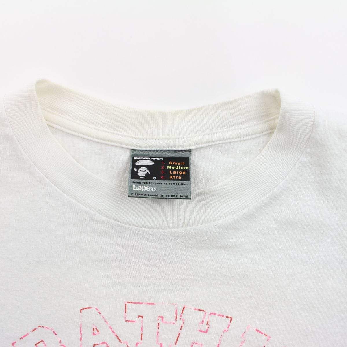 Bape ABC Pink Camo Outline College Logo Tee White - SaruGeneral