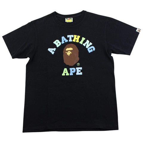 Bape Gradient Text College Logo Tee Black