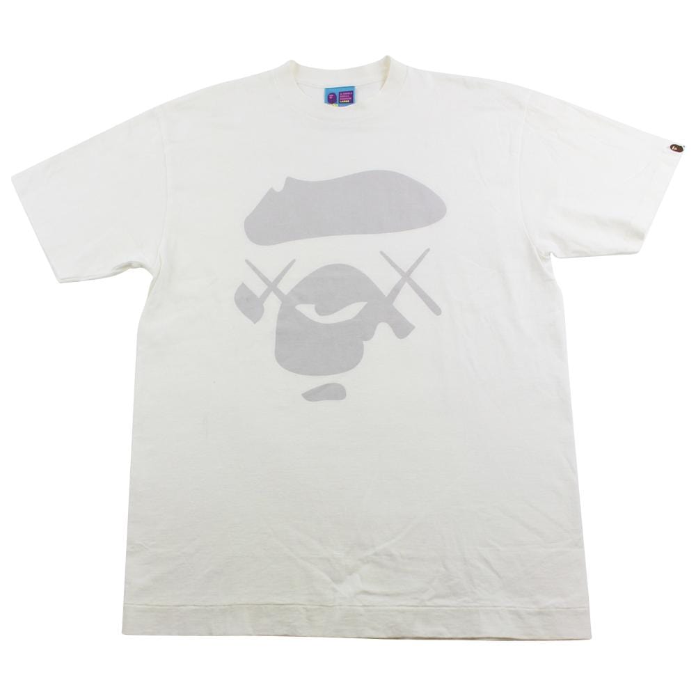 Bape Grey Kaws Ape Face Tee White - SaruGeneral