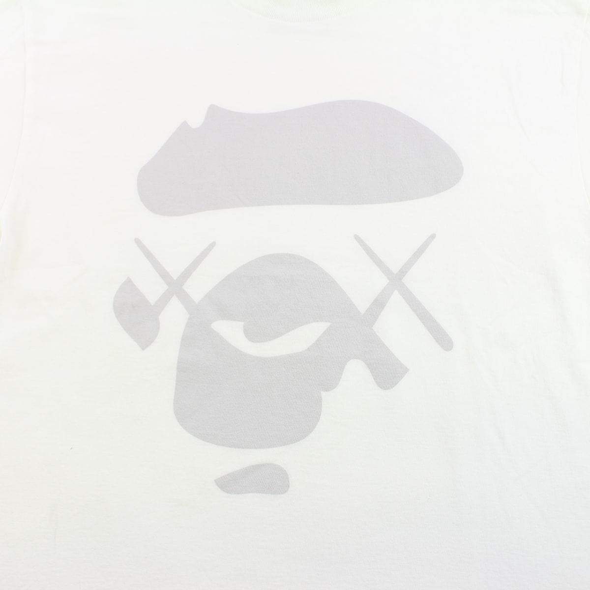 Bape Grey Kaws Ape Face Tee White - SaruGeneral