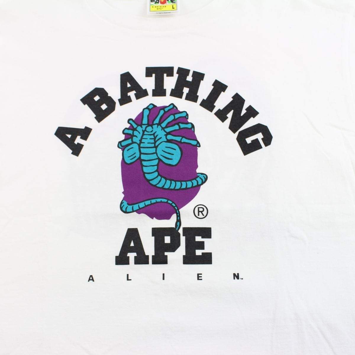 Bape Alien College Logo Tee White - SaruGeneral