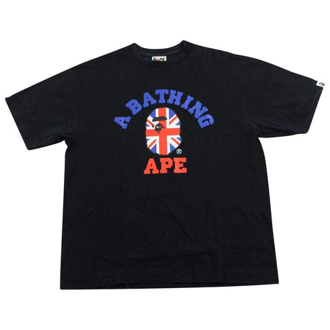 Bape Union Jack Flag College Logo Tee Black