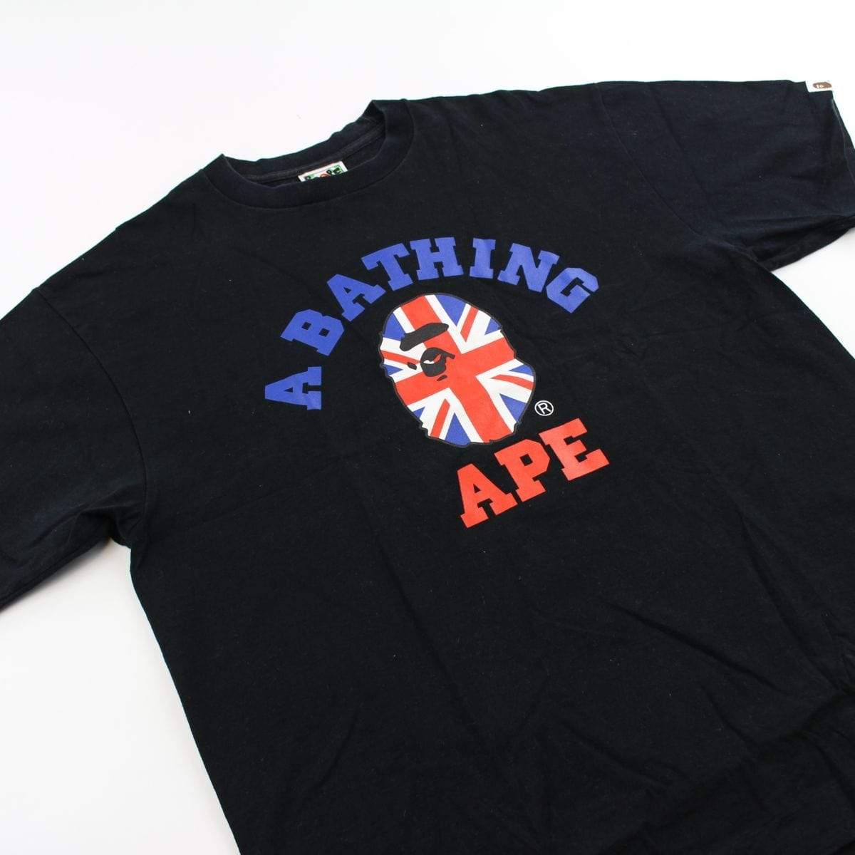 Bape Union Jack Flag College Logo Tee Black - SaruGeneral