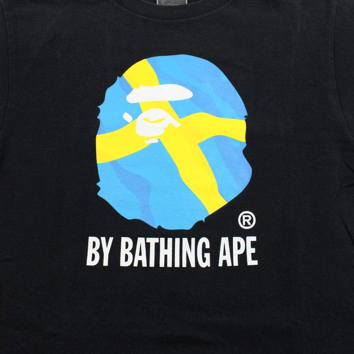 Bape Sweden Flag Big Ape Logo Tee Black - SaruGeneral