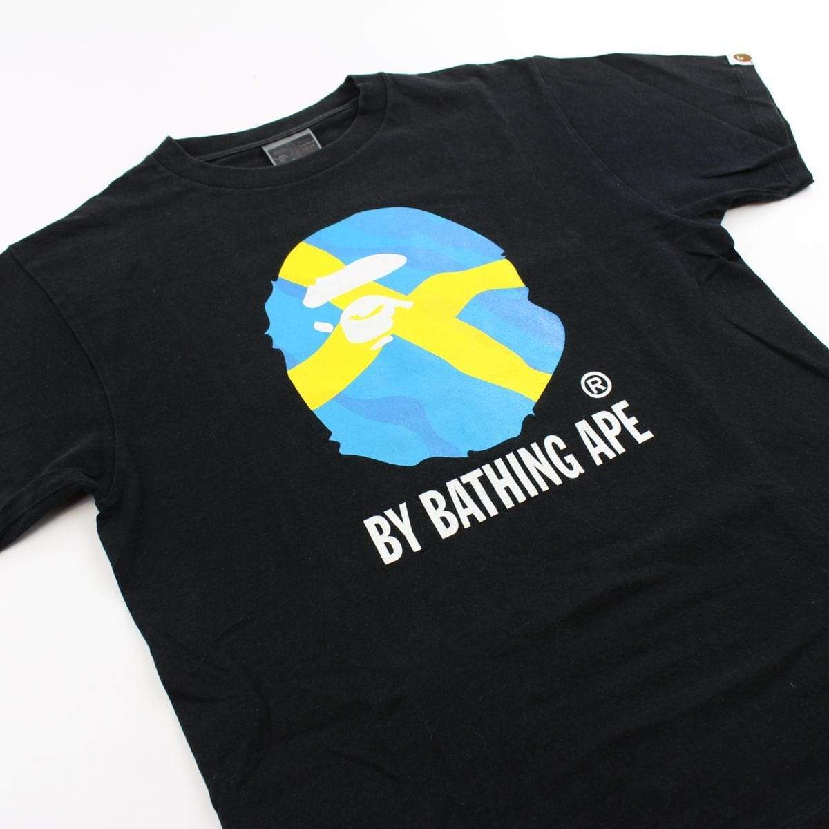 Bape Sweden Flag Big Ape Logo Tee Black - SaruGeneral