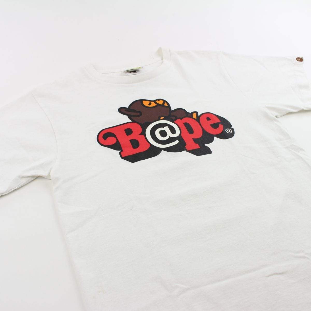 Bape Bearbrick Red Text Sleeping Milo Tee White - SaruGeneral