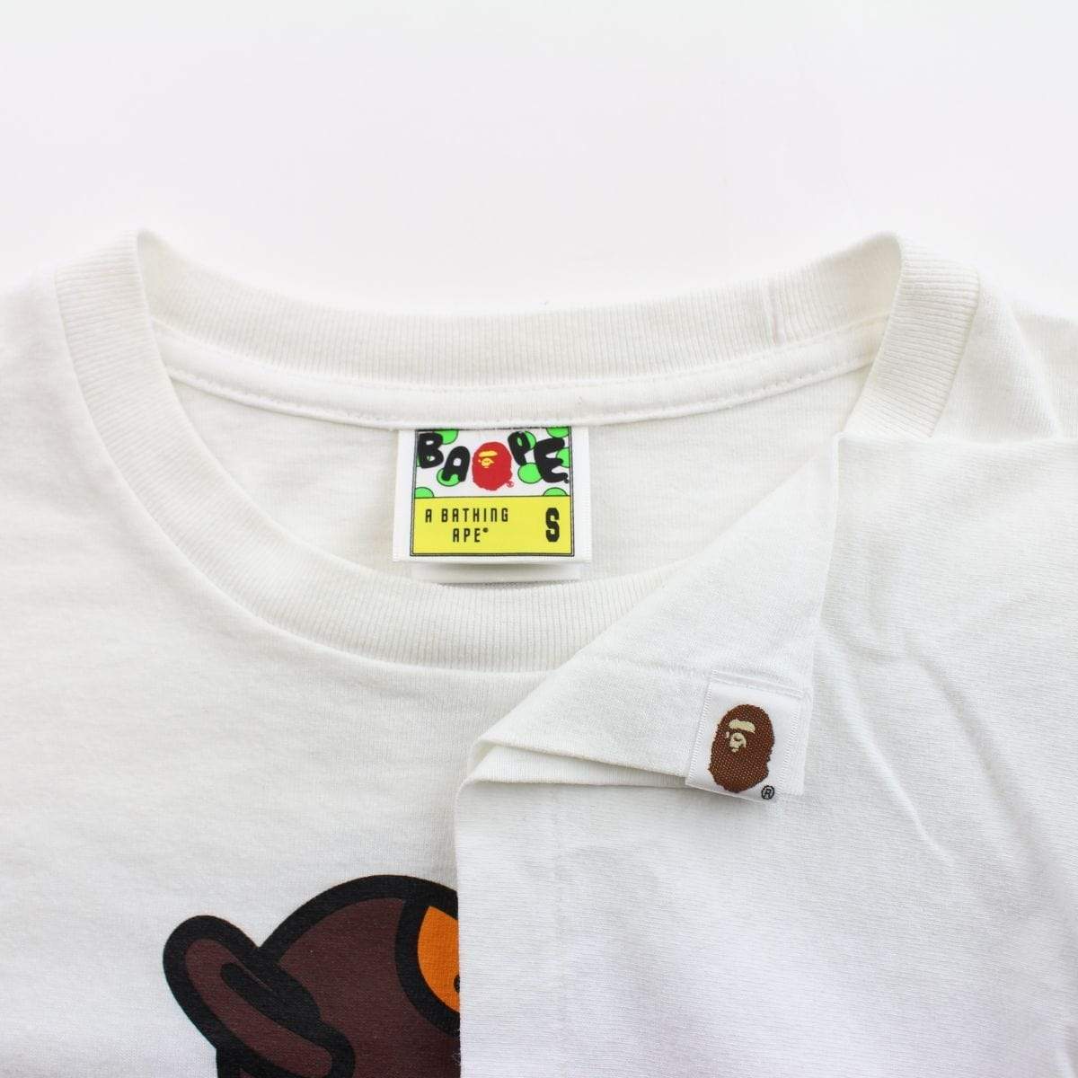 Bape Bearbrick Red Text Sleeping Milo Tee White - SaruGeneral