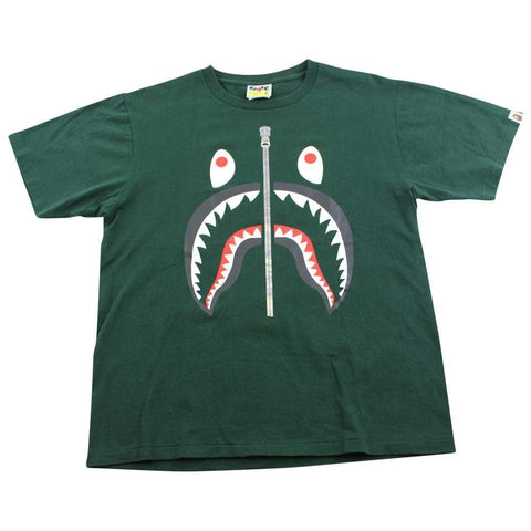 Bape Grey Shark Face Tee Green