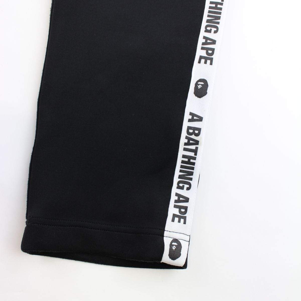 Bape A Bathing Ape Text White Stripe Track Pants Black - SaruGeneral