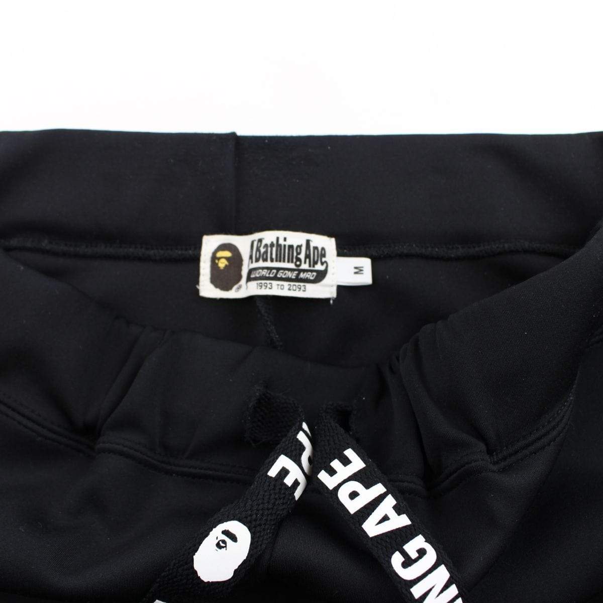 Bape A Bathing Ape Text White Stripe Track Pants Black - SaruGeneral