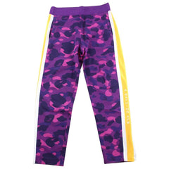 Pantalon de survêtement Bape à rayures jaunes et camouflage violet