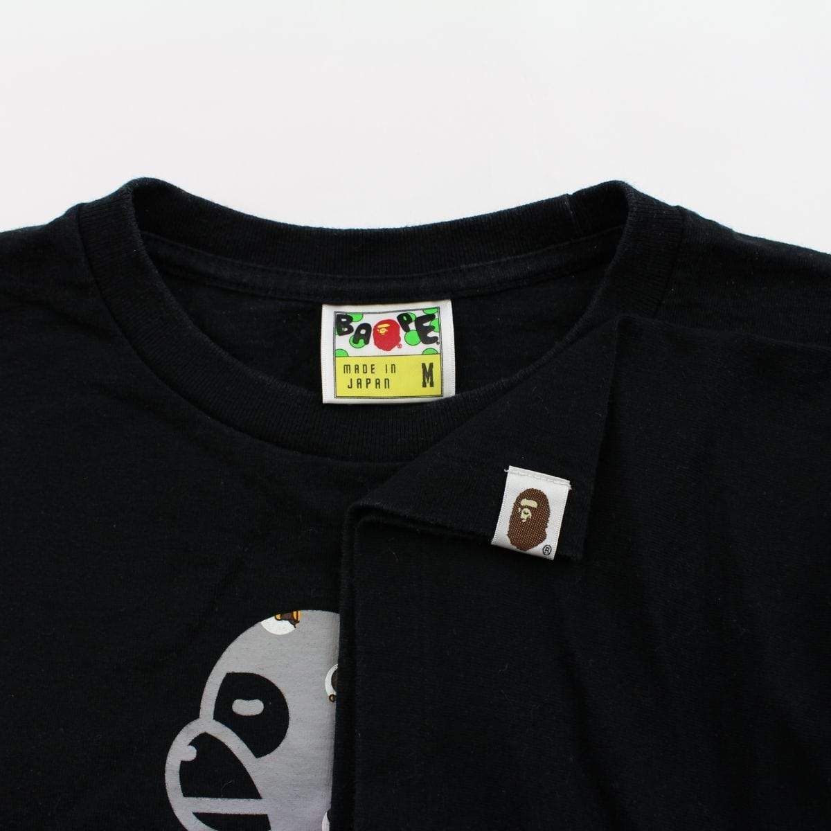 Bape Milo Polkadot Grey Big Ape Logo Tee Black - SaruGeneral