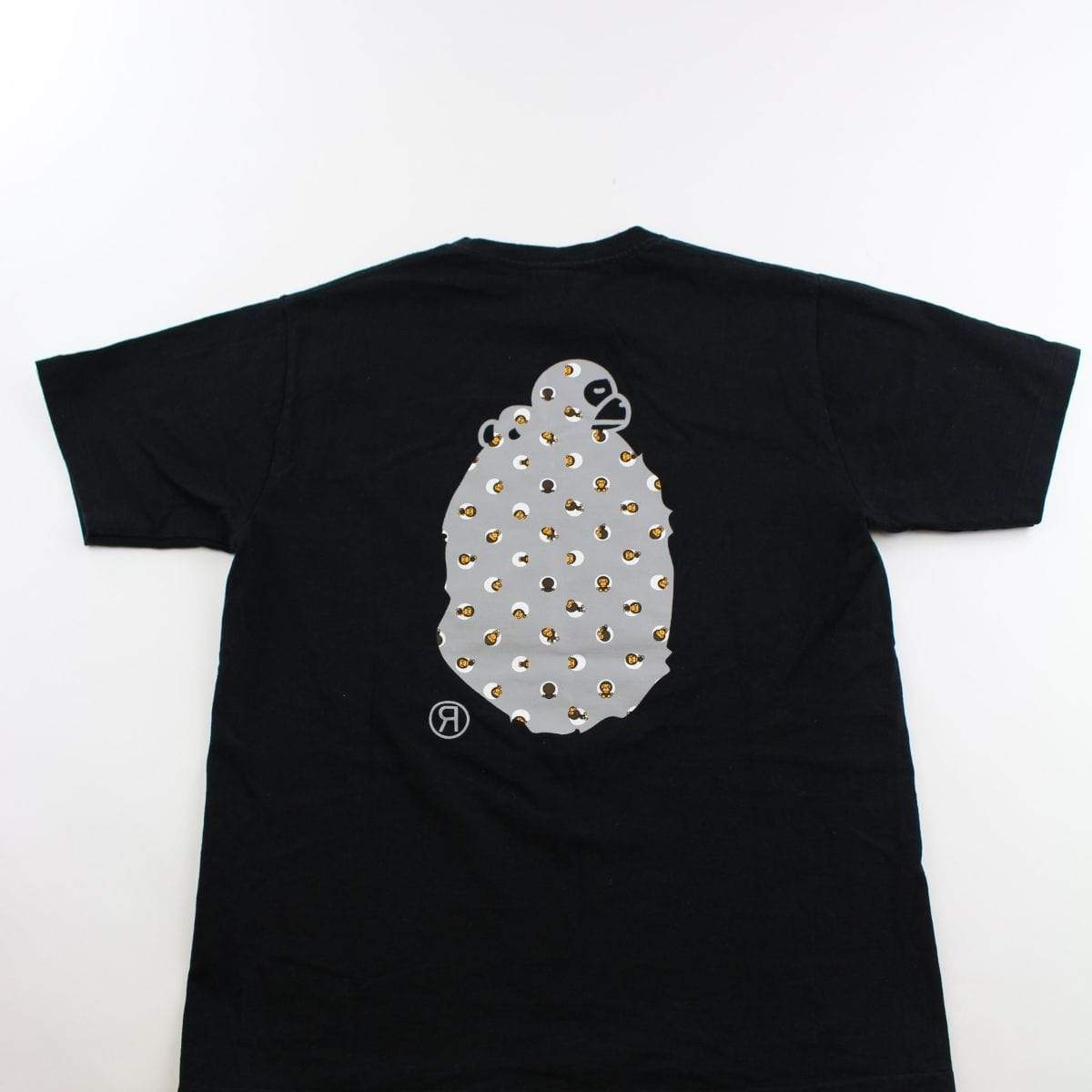 Bape Milo Polkadot Grey Big Ape Logo Tee Black - SaruGeneral