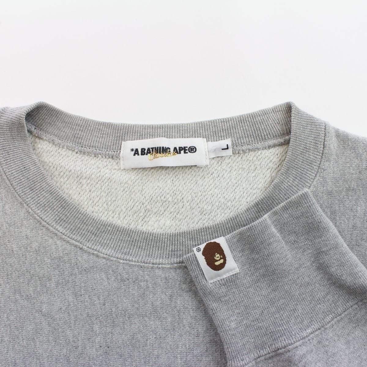 Bape White College Logo Crown Crewneck Grey - SaruGeneral