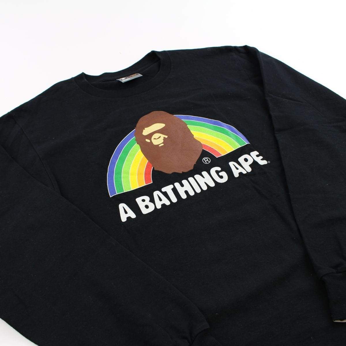 Bape Ape Logo Rainbow Text LS Black - SaruGeneral