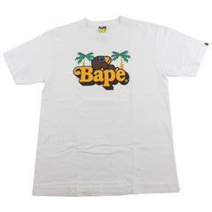 T-shirt Bape Text Sleeping Milo Palm Trees blanc