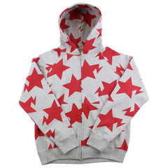 Bapesta Red Allover Fullzip Hoodie Grey