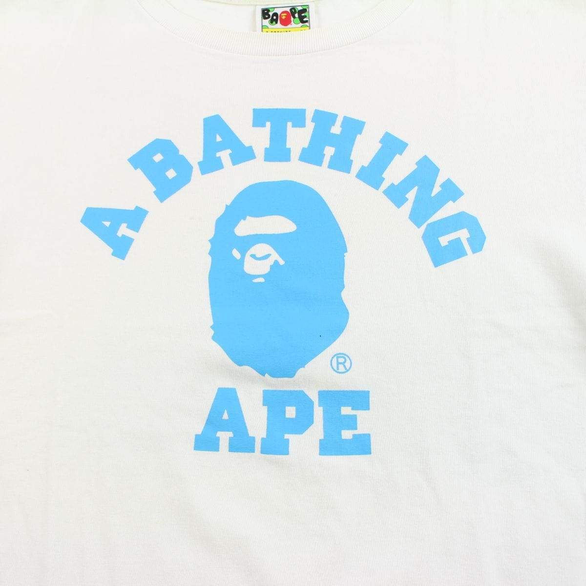 Bape Light Blue College Logo Tee White - SaruGeneral