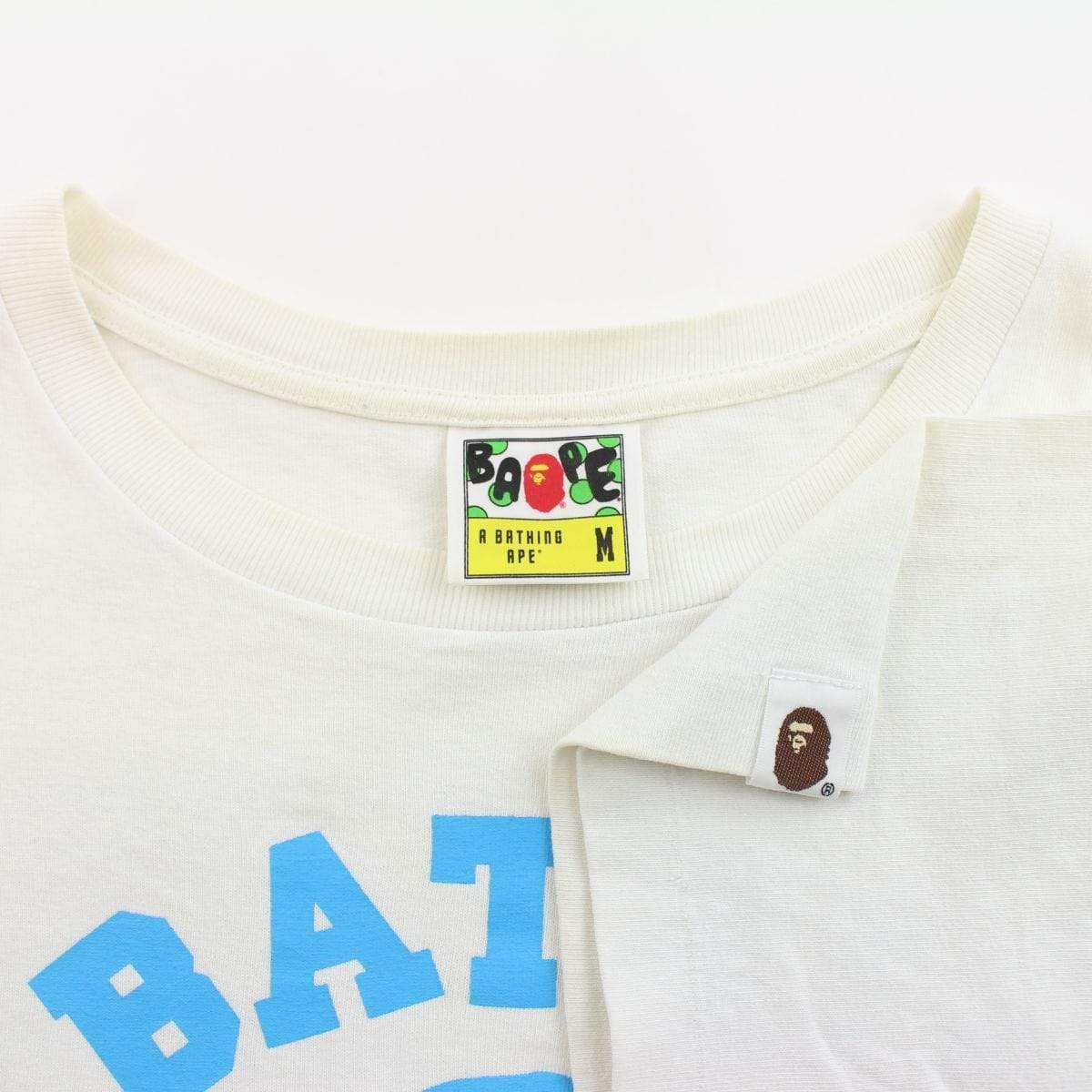 Bape Light Blue College Logo Tee White - SaruGeneral