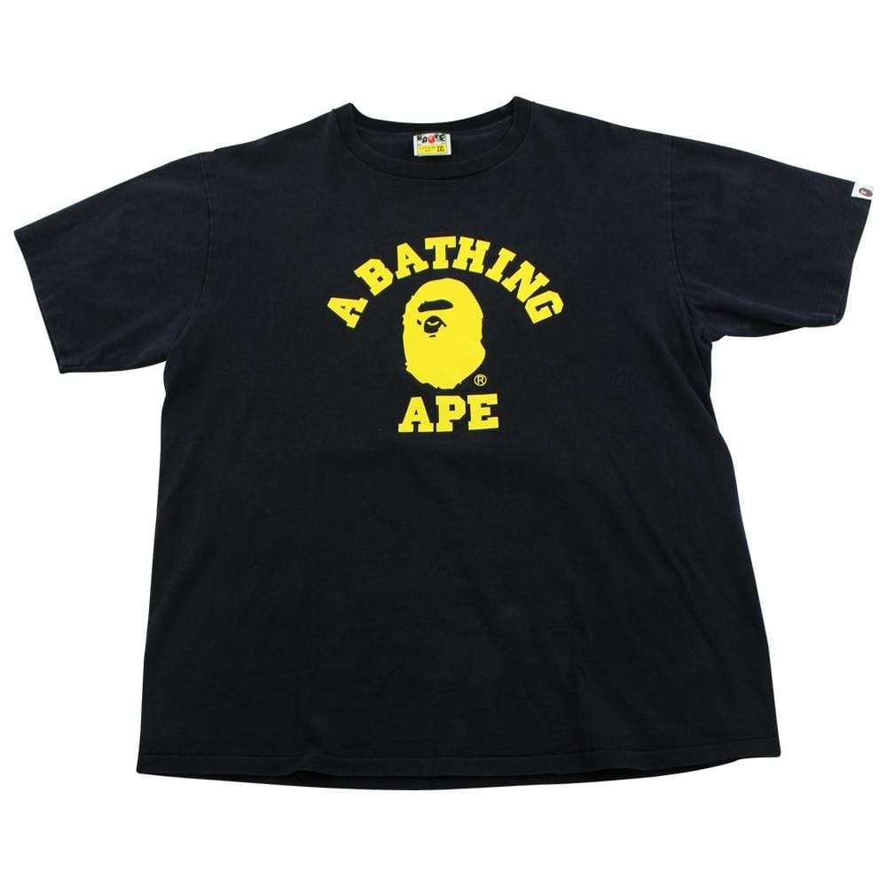 Bape Yellow College Logo Tee Black - SaruGeneral