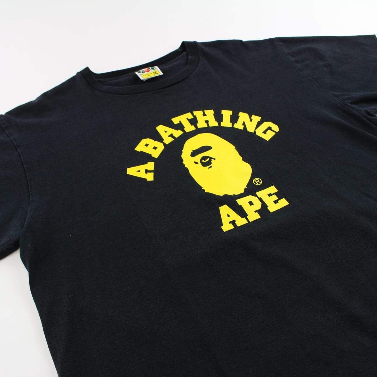 Bape Yellow College Logo Tee Black - SaruGeneral