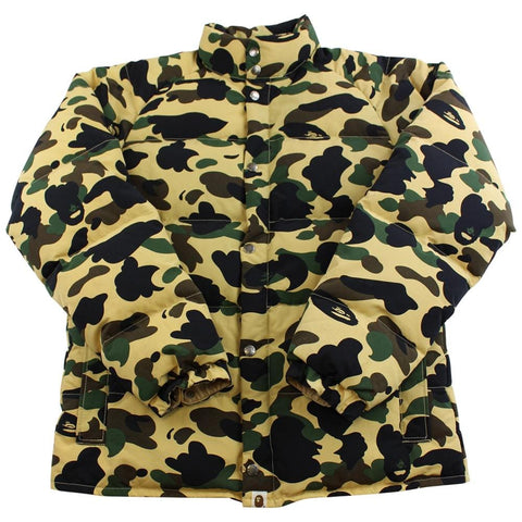 bape 1st yellow camo puffer jacket